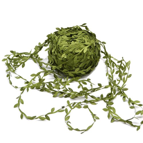 Afbeelding van 10 meter zijde blad vormige handgemaakte kunstmatige groene bladeren voor bruiloftsdecoratie, DIY krans, cadeau, scrapbooking en ambachtelijke projecten