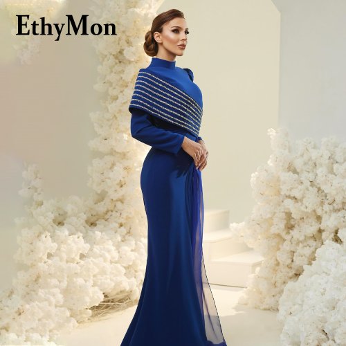 Afbeelding van Ethymon Trendy Trompetjurken voor Bruid Moeder Hoge Hals Strass Vestido Para Madre De La Novia Aangepaste Plus Size