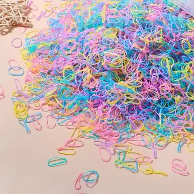 Image de Attaches de Cheveux Colorées pour Filles - Lot de 500, 1000 ou 2000 Pièces