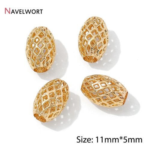 Image of 14K/18K Gold Plated Hollow Spacer Beads,Separator For Beads,Oval Loose Beads For Bracelet Making Supplies,Jewelry Accessories