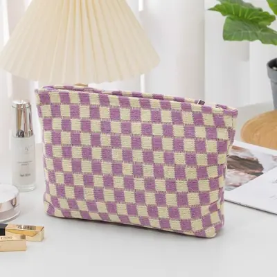Image de Trousse de Maquillage à Carreaux – Organisateur de Voyage