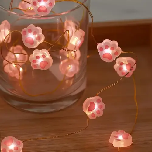 Image de Guirlande Lumineuse Chat Rose - Déco Féerique 2m