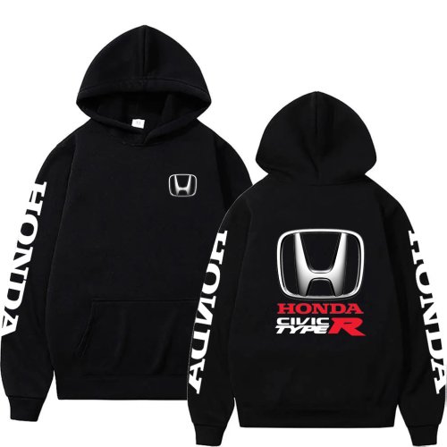 Immagine di Felpa con Cappuccio Honda Civic Racing - Stile Sportivo Nero