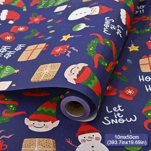 Image de Papier Cadeau Noël Père Noël & Renne - 10m x 50cm