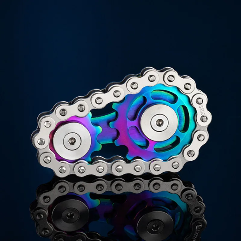 Afbeelding van Metalen Hand Spinner Chain Gear Metalen Fidget Spinner Volwassen EDC Fidget Speelgoed Focus ADHD Tool Kantoor Stress Relief Speelgoed