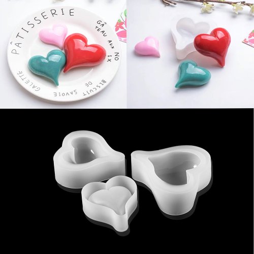 Imagen de Molde de Silicona en Forma de Corazón 3D para Resina Epoxy, Joyería DIY y Decoración de Postres – Ideal para Manualidades Creativas