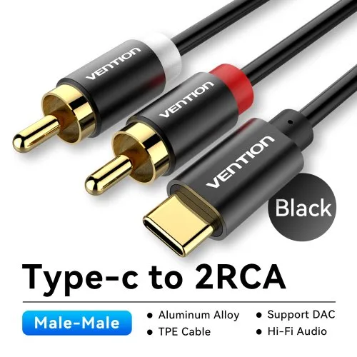Tipo c a 2RCA negro