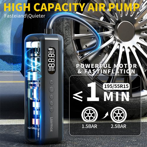 Image of Portable 150 PSI Electric Air Compressor with Digital Pressure Gauge – Fast Tire Inflator for Cars, Bicycles, Balls & More