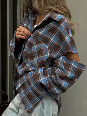 Image de Ensemble Veste & Short Rétro à Carreaux Femme