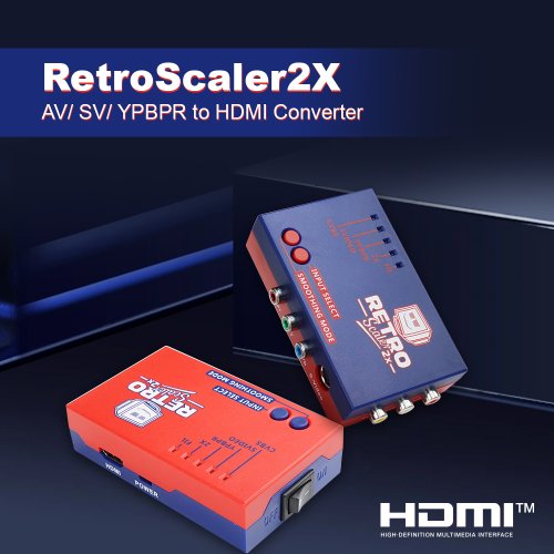 Afbeelding van RetroScaler2X AV naar HDMI Converter met Lijndoubler voor Retro Gameconsoles zoals PS2, N64, NES, Dreamcast, Saturn, MD1 en MD2
