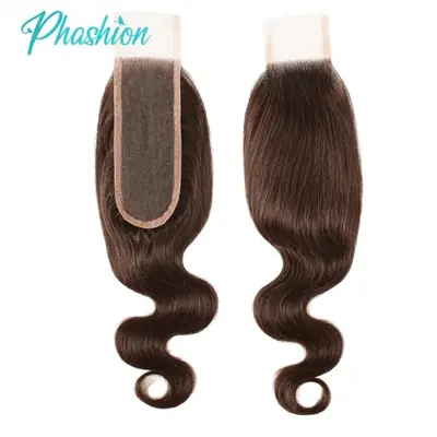 Image de Perruque 4x4/5x5 Cheveux Humains Remy Brune - Frontal Dentelle Transparente