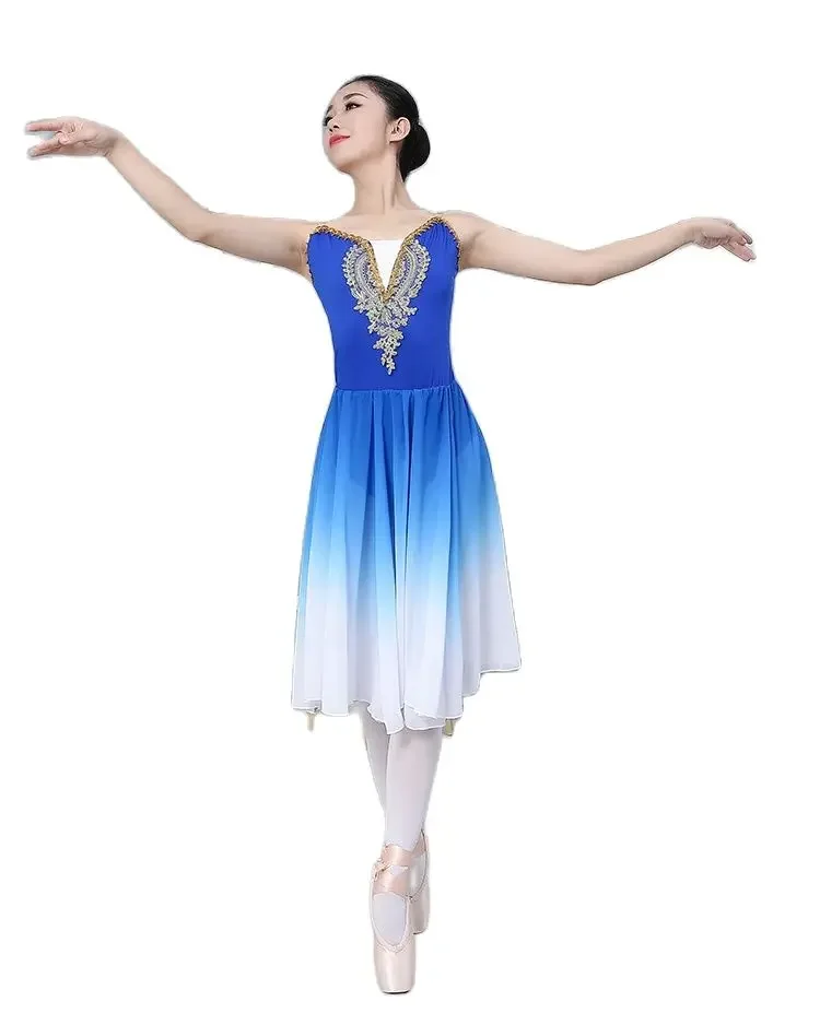 Immagine di Abito da Spettacolo per Bambine con Gonna da Balletto Soffice e Leggera – Gonna da Principessa Blu Cielo per Danza e Performance