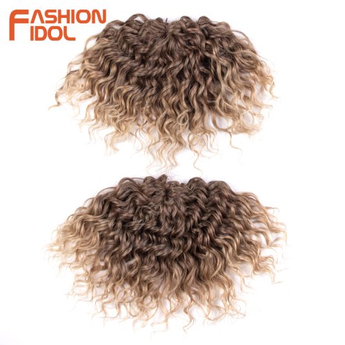 Immagine di Estensioni Capelli Intrecciati Ondulati Profondi in Fibra Sintetica, 10 Pollici, Torsione All'Uncinetto, Colore Marrone Ombre, per Capelli Ricci Afro e Trecce