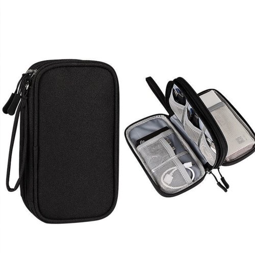 Imagen de Bolsa Portátil de Almacenamiento para Cables, Power Bank y Accesorios Digitales con Doble Capa Organizadora