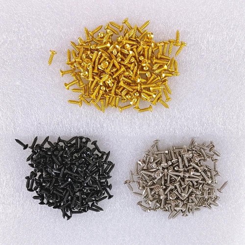 Bild von 50-teiliger Satz aus Gold, Schwarz und Silber – Elektrische Gitarre, Bass, Schlagbrett-Abdeckung, Platten und Metallschrauben für Musikinstrumente, robuste Festschrauben im Großhandel