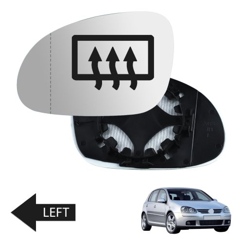 Afbeelding van Voor VW Golf MK5 2003-08 Linkerdeur Vleugelspiegelglas Verwarmd Bolle