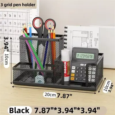 Organisateur Bureau Maille Noir - 3 Compartiments