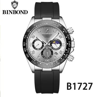 Image de Montre Homme Sportive Étanche avec Chronographe et Phase de Lune