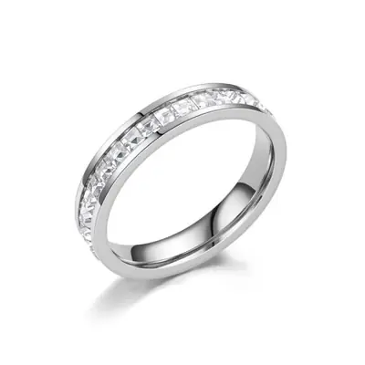 Image de Bague de Luxe Acier Inoxydable - Or & Argent Cubique