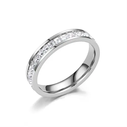 Image de Bague de Luxe Acier Inoxydable - Or & Argent Cubique