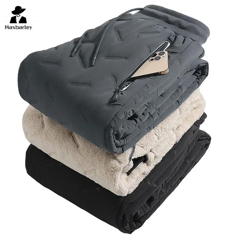 Zimowe puchowe spodnie bawełniane Męskie wodoodporne kieszenie na zamek błyskawiczny Zagęszczone wełniane ciepłe spodnie Jogger Outdoor Odporne na zimno spodnie narciarskie 7XL