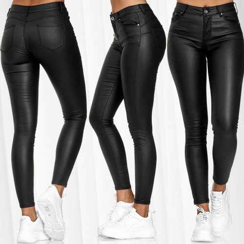 Imagen de Nuevos pantalones de cuero PU para mujer, pantalones ajustados elásticos sexis negros, pantalones la...