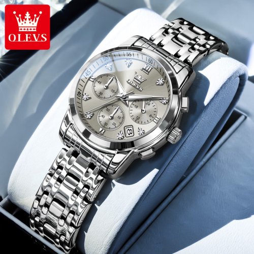 Afbeelding van Elegante Dameshorloge met Diamanten en Chronograaf