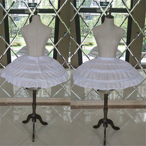 Imagen de Enagua de Boda Blanca con 3 Aros para Vestido Corto, Falda de Ballet para Niñas, Crinolina con Cintura Elástica y Jupon Corto