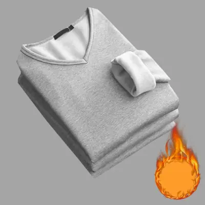 Image de T-shirt thermique homme hiver col V chaud