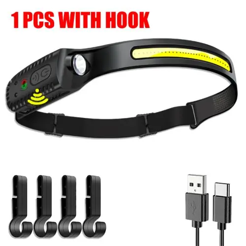 Image de Lampe Frontale LED Rechargeable USB - Torche Puissante pour Camping et Pêche