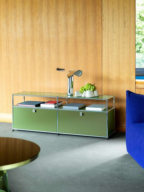 Image of Modern Corner TV Stand with Metal Storage Cabinet – Stylish Living Room Display Unit for Organized Entertainment Space