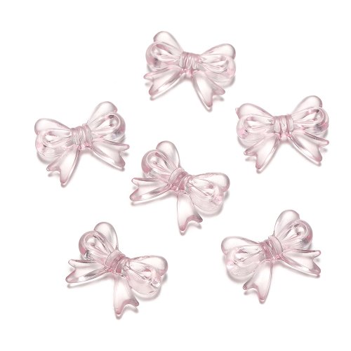 Imagen de 30 unids/lote 14x18mm lazo transparente Multicolor cuentas acrílicas DIY joyería hecha a mano pendientes llavero accesorios de Material