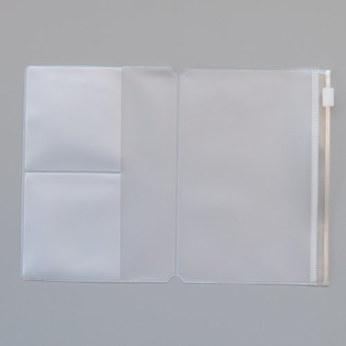 Immagine di Custodia per notebook da viaggio in PVC con tasca per carte con cerniera Cartella per passaporto portatile formato A5/standard - 4 dimensioni disponibili