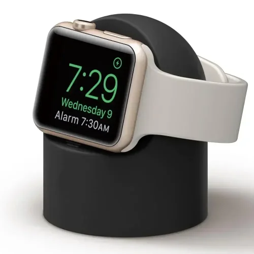 Image of Charger Stand For Apple Watch Series Ultra/8/SE2/7/6/SE/4/3 49mm/45mm/44mm/42mm/41mm/40mm/38mm Durable Silicone Nightstand Mode