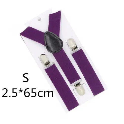 Image de Bretelles Élastiques Unisexe pour Enfants - Bleu Marine, Café, Violet