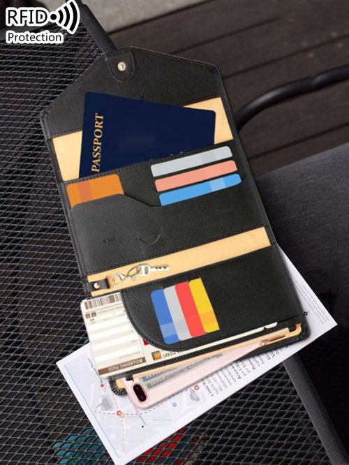 Bild von Multifunktionale Reisebrieftasche mit RFID-Schutz – Pass- und Kartenetui für Herren und Damen, inkl. Familienpass-Set und Bargeldfach