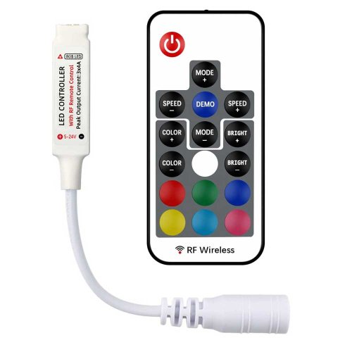 Image de Mini Variateur LED RGB RF 17 Touches - Contrôle Sans Fil pour Bandes Lumineuses