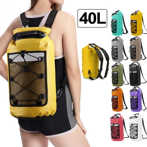Image of 40L Floating Waterproof Dry Bag with Roll-Top Closure – Ideal for Kayaking, Rafting, Swimming, Beach Adventures, and Outdoor Water Sports