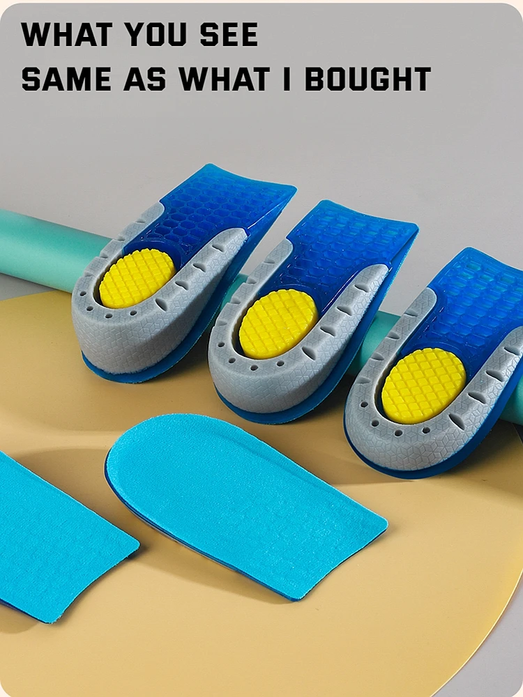 Bild von 1 paar Gel Schuhe Einlegesohle für Füße Silikon Unsichtbare Höhe Zunehmende Einlegesohlen Nicht Slip Schuh Pads Männer Stoßdämpfung Schuh sohle