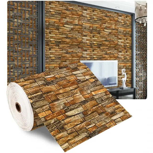 Image de Papier Peint Auto-Adhésif 3D Brique - Décoration Murale Étanche