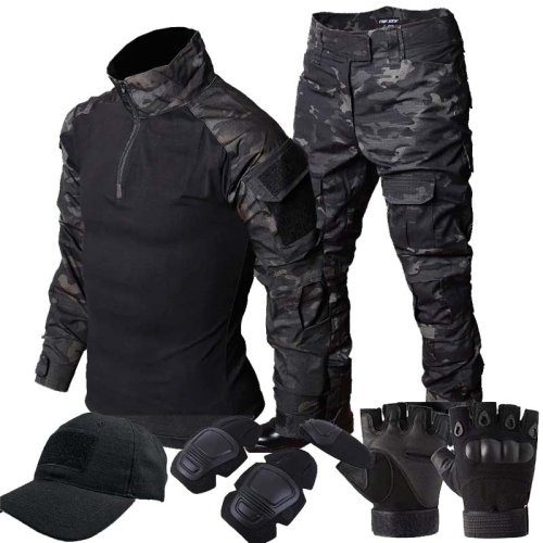 Imagen de Uniforme Táctico Militar de Camuflaje para Hombre: Conjunto de Ropa de Combate para Entrenamiento, Pesca, Airsoft, Paintball y Caza al Aire Libre
