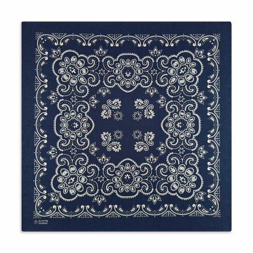 Imagen de Bandana de Algodón Azul Marino con Estampado Paisley - Unisex