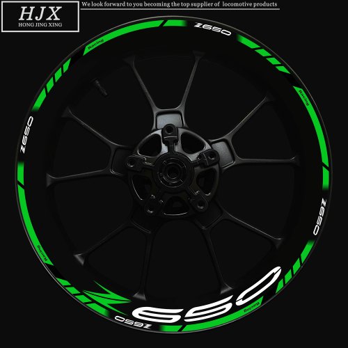 Imagen de Adecuado para llantas delanteras y traseras de 17 pulgadas, calcomanía para cubo de rueda Kawasaki Z650, pegatina decorativa, alta reflexión