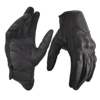 Image de Gants moto en cuir noir pour conduite urbaine