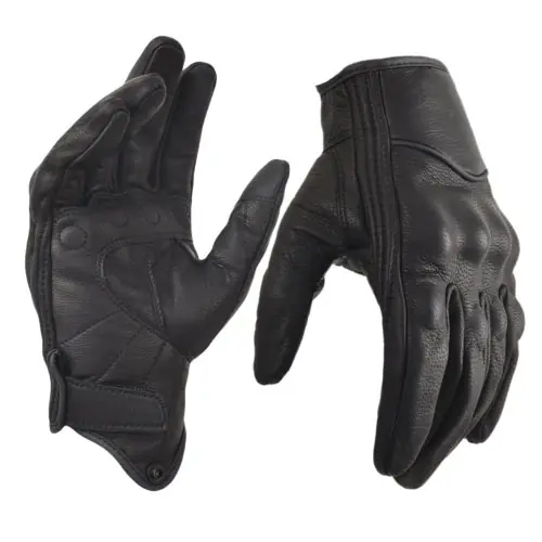 Image de Gants moto en cuir noir pour conduite urbaine