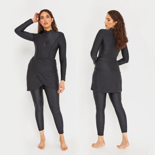 Afbeelding van Compleet Burkiniset voor Dames 2024 - Islamitische Badmode met Lange Mouwen, Bescheiden Zwembroek en Hijab