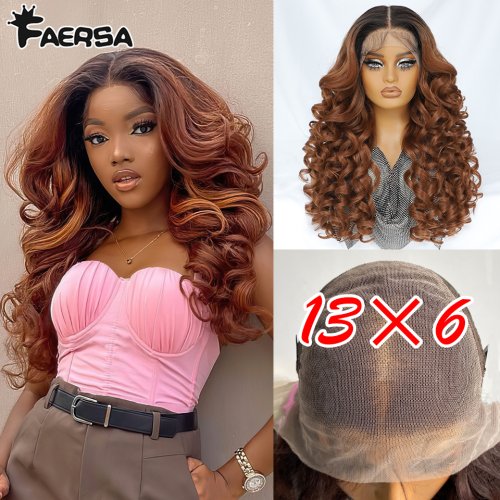 Immagine di Parrucca Frontale in Pizzo Sintetico Riccio Pre-Pizzicato con Frangia e Baby Hair, 24 Pollici - Latisha 13x6 HD per Donne