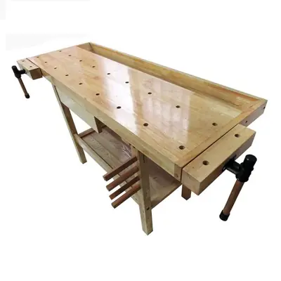 Image de Établi en Bois Massif Hêtre - Multifonctionnel pour Bricolage et Menuiserie