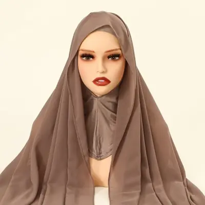 Image de Hijab Musulman en Mousseline de Soie - Élégant & Confortable