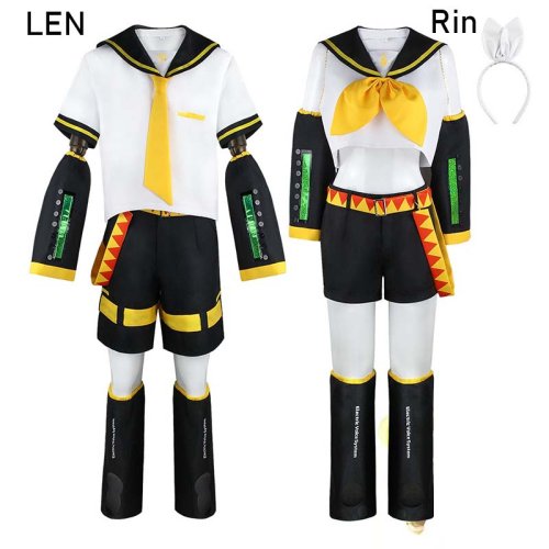 Zdjęcie Anime Rin Len przebranie na karnawał Len Rin Cosplay Len kostium Kagamine JK mundur na Halloween Comic Con stroje